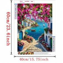 1 Set Kit de Pintura de Diamantes DIY, sin marco, hermoso paisaje, colores mixtos, tema de paisaje, todas las estaciones, adecuado para decoración del hogar, sala de estar, entrada, dormitorio y obra de arte encantadora - Multicolor - Ver 11