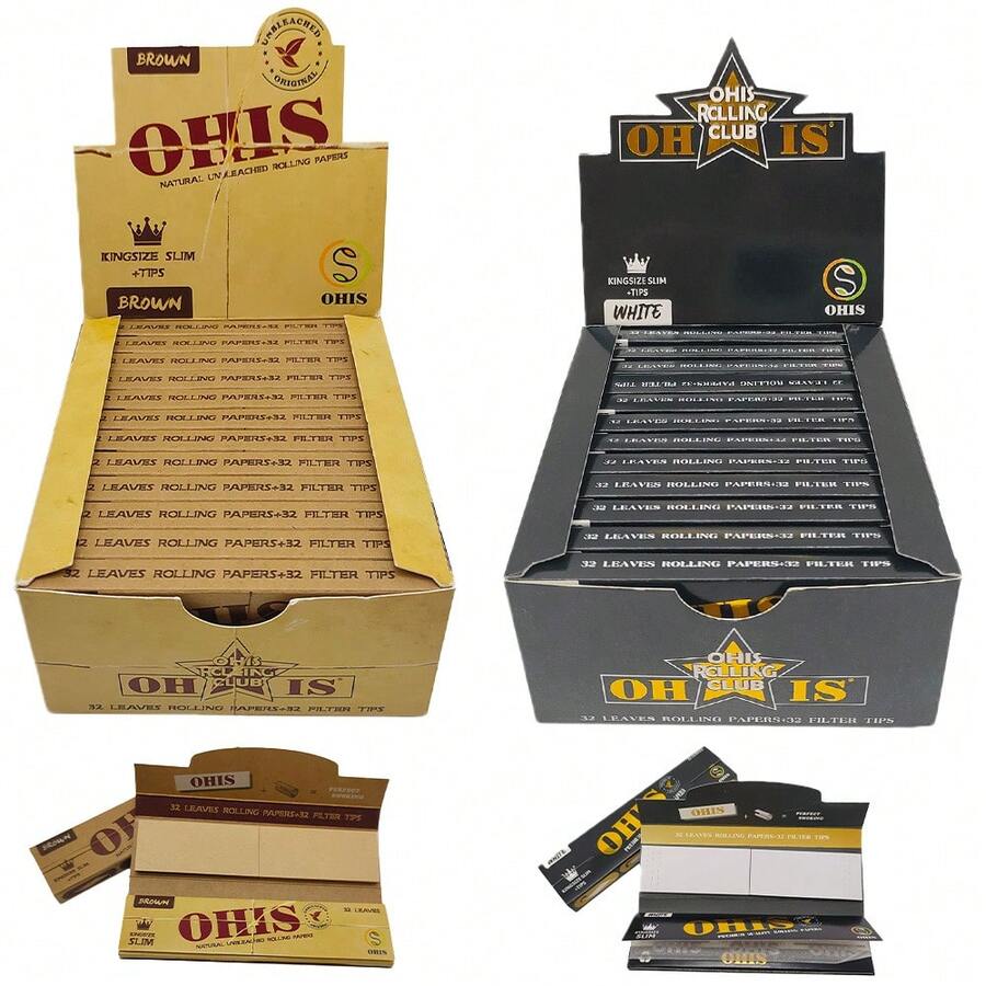 24 Packs OHIS Premium 110MM Classic Ultra-Thin Rolling Papers, 32 Papers & 32 Filter Tips Per Pack; Natural Wood Pulp Slow Burning, Favored By Hand-Rolled Enthusiasts, Also An Excellent Gift Choice For Mother's Day, Father's Day, Valentine's Day, Christmas And Other Important Holidays. - Multicolor - View 1