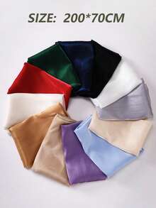 1 Peça - Lenço de Linho, Design Simples de Cor Sólida, Xale Leve Protetor Solar, Sensação Elegante Através da Fronteira Lenço Feminino, Lenço de Chiffon, Lenço Longo, Primavera/Verão para Vestido - Multicolorido - Visão 12