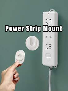 1/5/10pcs Wall Mounted Plug Hook Holder - Self-Adhesive Plug-In Socket Bracket, No Drilling Required, Removable & Reusable, Space-Saving Switch Panel Organizer, Suitable For Kitchen And Bathroom, White Plastic Outlet Cover Fits Most Power Sockets - White - View 2