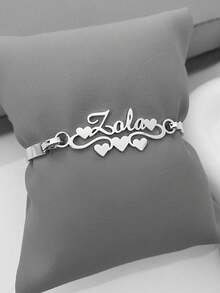 Customized Clasp Name Bracelet, 18K Gold Plated Stainless Steel Waterproof Bracelet, Punk Heart Romantic Personalized Gift For Summer - As Shown - View 12