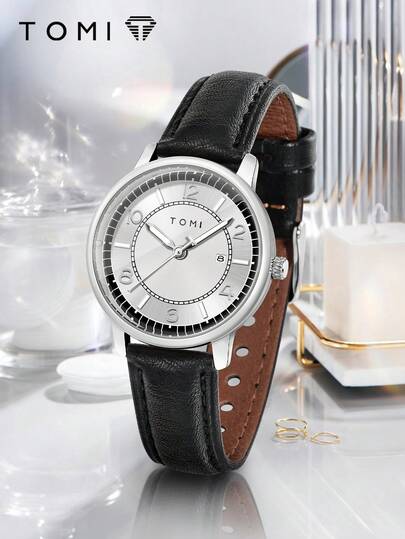  1pc TOMI Fashionable Roman Numeral Small Dial Women Quartz Watch, Leather Strap, Suitable For Daily Life, Holidays, Gifts, Back To School, Halloween, Valentine's Day