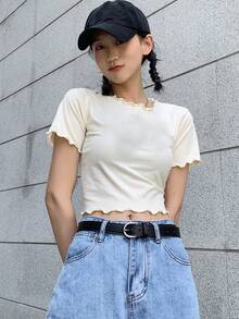 简约纯色新款PU微孔扣腰带，时尚百搭男女通用休闲腰带 - 彩色 - 查看 4