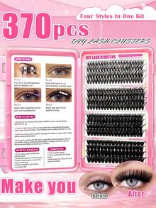 Highly Rated 370 Cluster Large Capacity Cat Eye False Eyelashes Set, Natural Fluffy And Thick 40D+60D+80D+100D False Eyelashes, D Curl, 8-16Mm Mixed Length, Reusable, Beginner Friendly, Easy To Use. Suitable For Daily, Party, Date - D - View 1