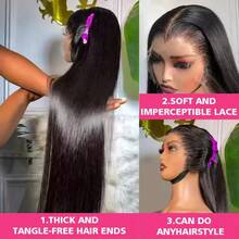 Brazilian Virgin Hair 13x4 13x6 HD Transparent Lace Front Bob Wig Human Frontal Hair 200% Density Straight 5x5 Inch Pre Cut Pre Plucked With Baby Hair Wigs Glueless Human Blended Hair Wigs Natural Hairline For Women Natural Black - Natural & Black - View 7