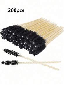 50/100/200支装一次性睫毛刷，黑色水晶手柄和刷毛，睫毛嫁接化妆工具 - 彩色 - 查看 13