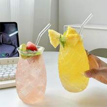 4pcs Pineapple Glass Set, Stylish Glass Containers, Comes With 4 Straws, Suitable For Parties, Holidays, Bars, And As A Gift For Your Girlfriend. - 4 Transparent Pieces - View 5