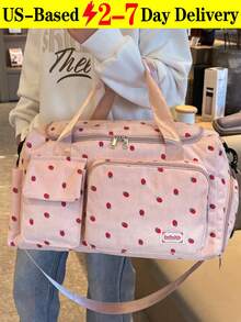 1pc Strawberry Pattern Corduroy Material Travel Luggage Bag[US-Based Shipping] Large Capacity Clothes Storage, With Separated Shoe Compartment And Wet/Dry Pouch, Detachable Adjustable Shoulder Strap, Suitable For Travel, Swimming, Sports & Fitness Back To School Supplies Bag For School School Accessories School Stuff,New Large Capacity Multi-Function Travel Bag, Cow Print, Zebra Print, Letter, Leopard Print, Unisex, Student, Fashion Casual Bag, Couple Travel Bag, Valentine's Day Gift, Waterproof Fabric, Travel Backpack, Summer, Carry-On Bag, Overnight Bag, Luggage Bag, Wet & Dry Separation, Durable, With Shoe Compartment, Easy To Fold, Expandable, Multi-Functional, Zipper, Business Trip, Travel Vacation, Backpack, Back To School,For Travel For Business For Vacation Holiday Portable Multifunction Travel Duffel Bag Weekender Bags,Holographic Duffel Bag Y2K Futurist Traveling Bag Minimalist Beach Bag For Summer Travel Essentials For Holiday Summer Accessories - Nhiều màu - Xem 13