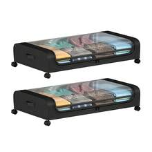 2pcs Under Bed Storage Containers: Rolling Drawers With Clear Window For Home Organization - Black - View 1
