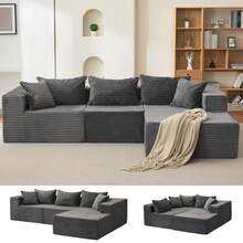 Techigher Comfy Cloud Sectional Couch With Chaise, L Shaped Sofa, Fluffy Couches For Living Room, Modular Sofa Couch & Bed, No Assembly Required - Gray, Right Facing Chaise - View 2