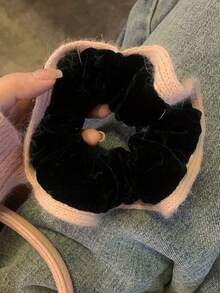 Soft -Inspired Contrast Color Fuzzy Hair Scrunchie, Fashionable Ponytail Holder Hair Elastics Hair Rubber Bands Hair Rope Elastic Hair Tie - Multicolor - View 5