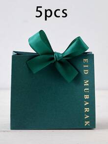10pcs/Set Elegant Eid Mubarak Gift Boxes, Black & White "Eid Mubarak" Text Print With Gold Ribbon, Size: 11.5 * 10 * 4.5cm - Ideal For Packaging Candies, Chocolates And Small Gifts For Islamic Holidays Like Hajj - Multicolor - View 22