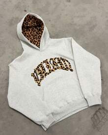 New Leopard Print Letter Embroidery Street Casual Long Pants Unisex Versatile Hooded Sweatshirt - 迷彩衛衣 - 查看 7