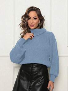 JQN Fashion Cropped Long Sleeve Modal Blouse - Neblina azul - Ver 1
