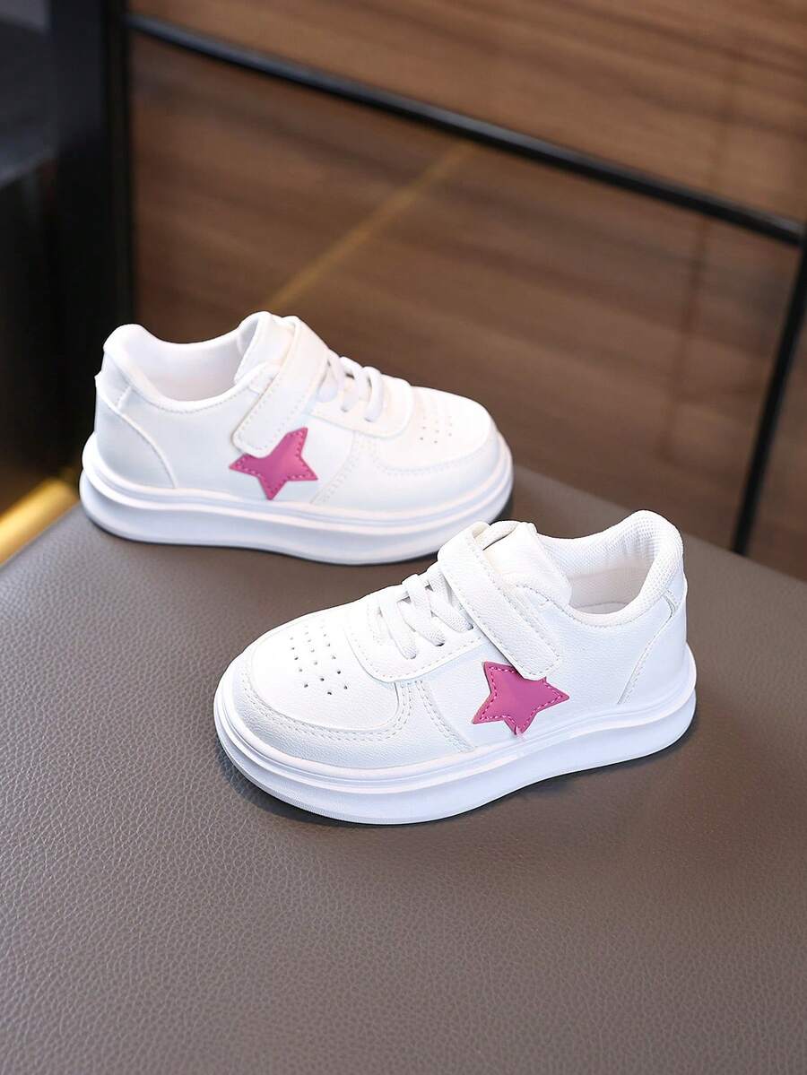 1 par de zapatillas casuales planas transpirables y unisex, con suela blanda antideslizante para niños, zapatos de skate de moda versátiles para estudiantes, adecuados para primavera y otoño - Blanco - Ver 1