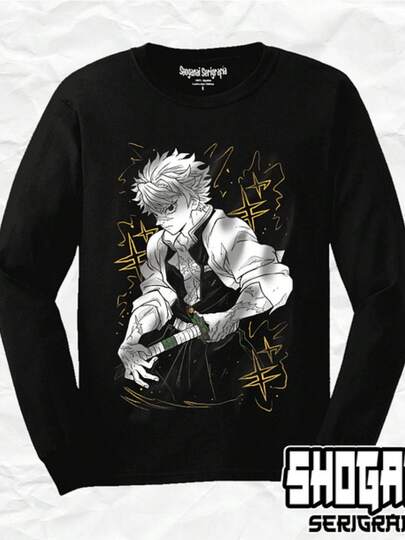 KNY22 Sanemi Shinazugawa - Kimetsu No Yaiba  Polera Manga Larga Thin Long-Sleeved T-Shirt