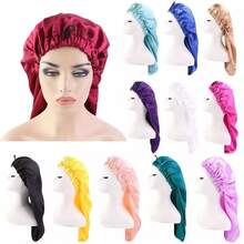 touca de cetim toca de cetim touca gigante touca  cacheada touca box dread trancas - Preto - Visão 2