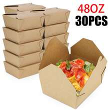 50/30/10个装 48盎司外卖盒，牛皮纸一次性午餐盒，食品容器，可微波炉加热，防漏防油，适用于餐厅、餐饮服务、野餐和派对 - 彩色 - 查看 12