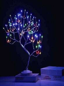 Lámpara De Noche Árbol Bonsái De 108 Luz Led Con Botón Táctil Decoración Interior y Mesa - Multicolor - Ver 12