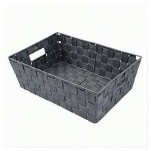 OISE ART STORE Portaoggetti Cesto In Tessuto Intrecciato 38x26x13cm Maniglie Grigio Scuro 79032 - - Multicolore - Visualizzare 2