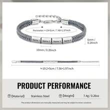1pc Personalized Stainless Steel Bracelet, Can Be Customized With 1-4 Names, Unique & Fashionable, Laser Engraved Text, Ideal Gift For Son, Boyfriend, Husband, Family, Friends, Grandparents - Silver - View 7