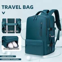 17-Inch Laptop Business Work Waterproof Backpack, Large Travel Backpack For Both Men And Women, Handbag, With Laptop Compartment, Suitable For Carry-On Luggage, Carry-On Luggage Box, Super Large Travel Backpack, Suitable For Business Trips, Travel Bag, Suitable For School, Suitable For Both Men And Women. - 孔雀藍 - 查看 5