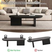 119.7 * 49.8 * 35.5cm Modern Minimalist Black Coffee Table, Spray Finish Living Room Table, Oval Table, Sofa Table, Side Table, Coffee Table, Leisure Table MDF - Black - View 6