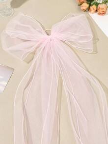 1件套新娘婚纱头纱，大蝴蝶结设计发带，适用于婚礼、摄影、登记、孕妇摄影 - 彩色 - 查看 6