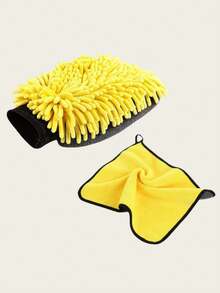 YITUMU 1只/2只装超细纤维绒面洗车手套，双面防刮清洁手套，超强吸水绒面洗车手套和毛巾套装，专业汽车美容和家居清洁用品 - A - 查看 10