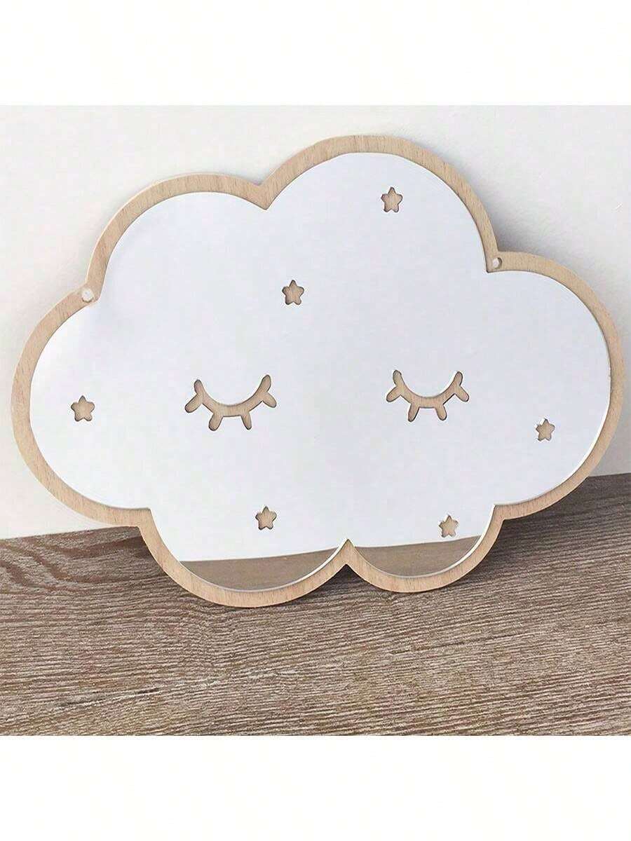 1pc Cloud Pattern Mirror Wall Sticker, Decal, Wall Decor, Vinyl Sticker, Home Decor, Spring Decoration, Refresh Your Home, Rama Decorative Sticker, Wall Decor, Room Decor, Personalized Sticker, Wall Mirror, Bathroom Decor, Living Room Decor - Silver - View 1