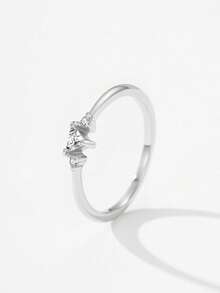 1pc 925 Sterling Silver Minimalist Geometric Triangle Ring, Fashionable Elegant Party Gift For Women - Silver - View 3