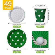 Golf Themed Disposable Plate, Napkin, Cup Set, Plates, Napkins And Cups Party Supplies, Serves 8 Guests, Disposable Paper Plates Party Tableware Suitable For Birthday, Wedding, Theme Party, Family Picnic - Multicolor - View 10