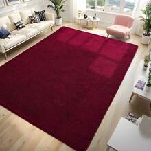 222 Bedroom & Living Room Nordic Dark Red Rug, 4'x6'/6'x9' Faux Cashmere Soft Short Pile | Thickened Memory Foam Non-Slip Dining Area Deco - Burgundy - View 5