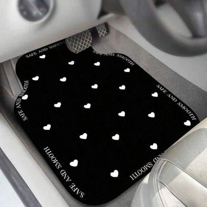 4 件装心形汽车脚垫 - 聚酯纤维材质 - 适用于轿车、卡车和 SUV | 易于清洁，汽车内饰配件，前后排座椅适用，四季皆宜，提升您的爱车舒适度和时尚感！