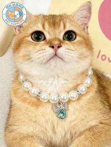 1 Piece Bow Pendant Pet Necklace, Rhinestone Cat And Dog Pendant Collar, Necklace Chain, European And American Style Collar Jewelry Cat Collar - Multicolor - View 3