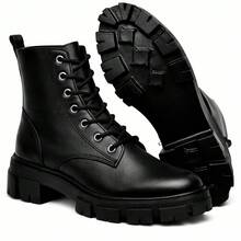 Women's Black Ankle Boot With Chunky Sole, Mid-Calf, Thick Sole, And Modern Design For Urban Looks - Black - View 4
