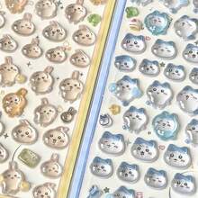 1张儿童动漫卡通3D贴纸，可爱动物猫咪贴纸，DIY手工3D贴纸，适用于DIY手机壳、DIY贴纸笔记本、DIY手工、笔记本电脑、礼品包装、派对装饰，完美的节日礼物，送给粉丝和朋友的礼物，返校礼物（款式随机） - 彩色 - 查看 1