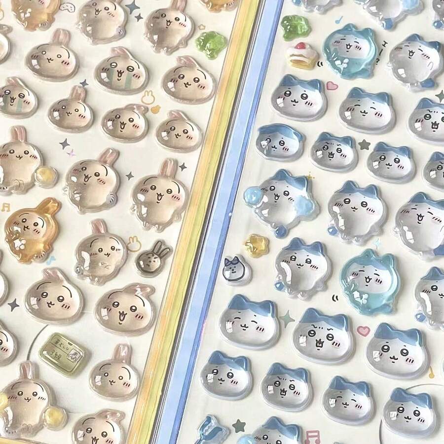 1张儿童动漫卡通3D贴纸，可爱动物猫咪贴纸，DIY手工3D贴纸，适用于DIY手机壳、DIY贴纸笔记本、DIY手工、笔记本电脑、礼品包装、派对装饰，完美的节日礼物，送给粉丝和朋友的礼物，返校礼物（款式随机） - 彩色 - 查看 1