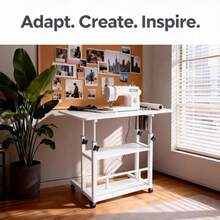 Adjustable Height, Wheeled Movable Table, Versatile Side Table/Folding Table - A Movable Craft Table With A Reinforced Frame And Locking Wheels, Available In Black/White. Perfect For Bedrooms, Living Rooms, Studies, Small Spaces, And More, It's Ideal For Handicrafts, Art Supplies, And Art Storage. A Great Workbench For Artists, Craftspeople, Sewing Supplies Makers, And Artisans. Makes A Suitable Gift For Family And Friends. - 白色 - 查看 8