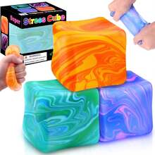 Marbled Ice Cube Malt Sugar Stress Relief Ice Cube Cube Malt Sugar Squeeze Toy Decompression Artifact, Wet Soft Texture Slow Rebound Squeeze - Birthday Gift - Holiday Gift - Multicolor - View 1