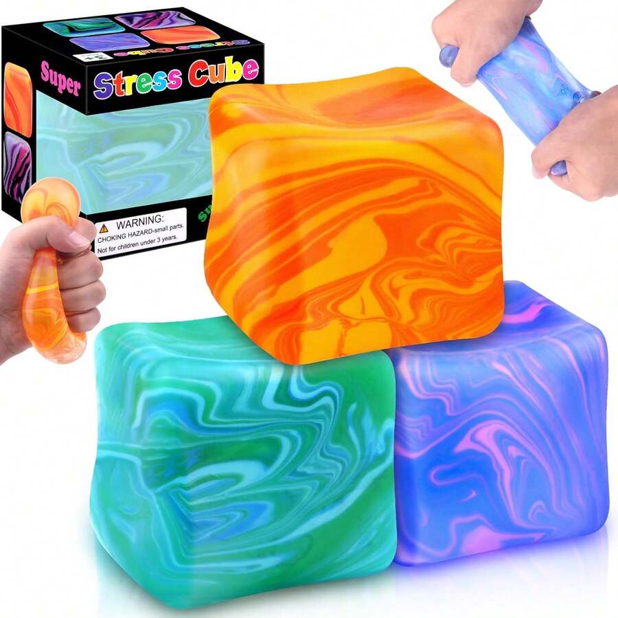 Marbled Ice Cube Malt Sugar Stress Relief Ice Cube Cube Malt Sugar Squeeze Toy Decompression Artifact, Wet Soft Texture Slow Rebound Squeeze - Birthday Gift - Holiday Gift - Multicolor - View 1