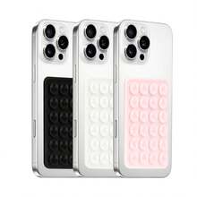 1-3个装硅胶吸盘手机支架，硅胶粘性智能手机支架，防滑吸盘，自拍视频手机配件支架，黑色 - 彩色 - 查看 1