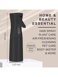 Pressurized Spray Bottle, High Pressure Spray Bottle, Fine Mist Spray Bottle, Stylish Spray Bottle, Semi-Automatic Continuous Spray Bottle, Water Spray Bottle - Black - View 3