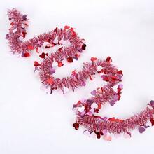 2条/200米红色心形花环藤蔓，适用于室内外，可用于DIY花环装饰、花园装饰、餐桌摆饰、婚礼、情人节、派对、悬挂装饰、活动策划等。 - 彩色 - 查看 12