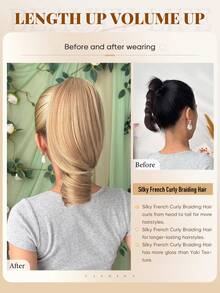 Tóc giả đuôi ngựa hình móng vuốt nhiều màu sắc, dài 10 inch, kiểu tóc xoăn gợn sóng, làm từ sợi tổng hợp chịu nhiệt, phù hợp cho các bữa tiệc và sử dụng hàng ngày của phụ nữ. - Nhiều màu - Xem 4