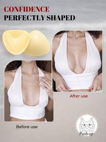 1 Pair Women Double-Sided Invisible Adhesive Bra Pads, Silicone Sticky Push-Up Chest Padding Inserts, Reusable Waterproof Thickened Bra Pads For Bikini, Swimwear & Summer Outfits - Multicolor - View 3