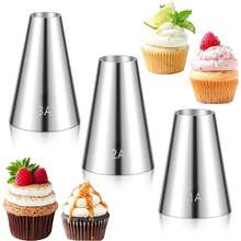 大型圆形金属蛋糕奶油裱花嘴，不锈钢裱花嘴，烘焙工具 #1A #2A #3A - 彩色 - 查看 1