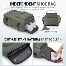 17-Inch Laptop Business Work Waterproof Backpack, Large Travel Backpack For Both Men And Women, Handbag, With Laptop Compartment, Suitable For Carry-On Luggage, Carry-On Luggage Box, Super Large Travel Backpack, Suitable For Business Trips, Travel Bag, Suitable For School, Suitable For Both Men And Women. - 軍綠色 - 查看 6