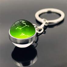 1pc New 12 Zodiac Keychain, Starry Sky Luminous Keychain, Time Stone Glass Ball Keychain, Pendant Keychain Gift - Multicolor New-4 - View 13