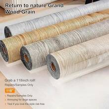 1 rolka 40 cm x 3 m samoprzylepnej naklejki na podłogę z winylu, 3D papier do odklejania i przyklejania z fakturą drewna, odpowiedni do domu, mieszkania, samoprzylepna, łatwa do usunięcia, wodoodporna, pogrubiona wykładzina podłogowa z fakturą drewna - B - Zobacz 6